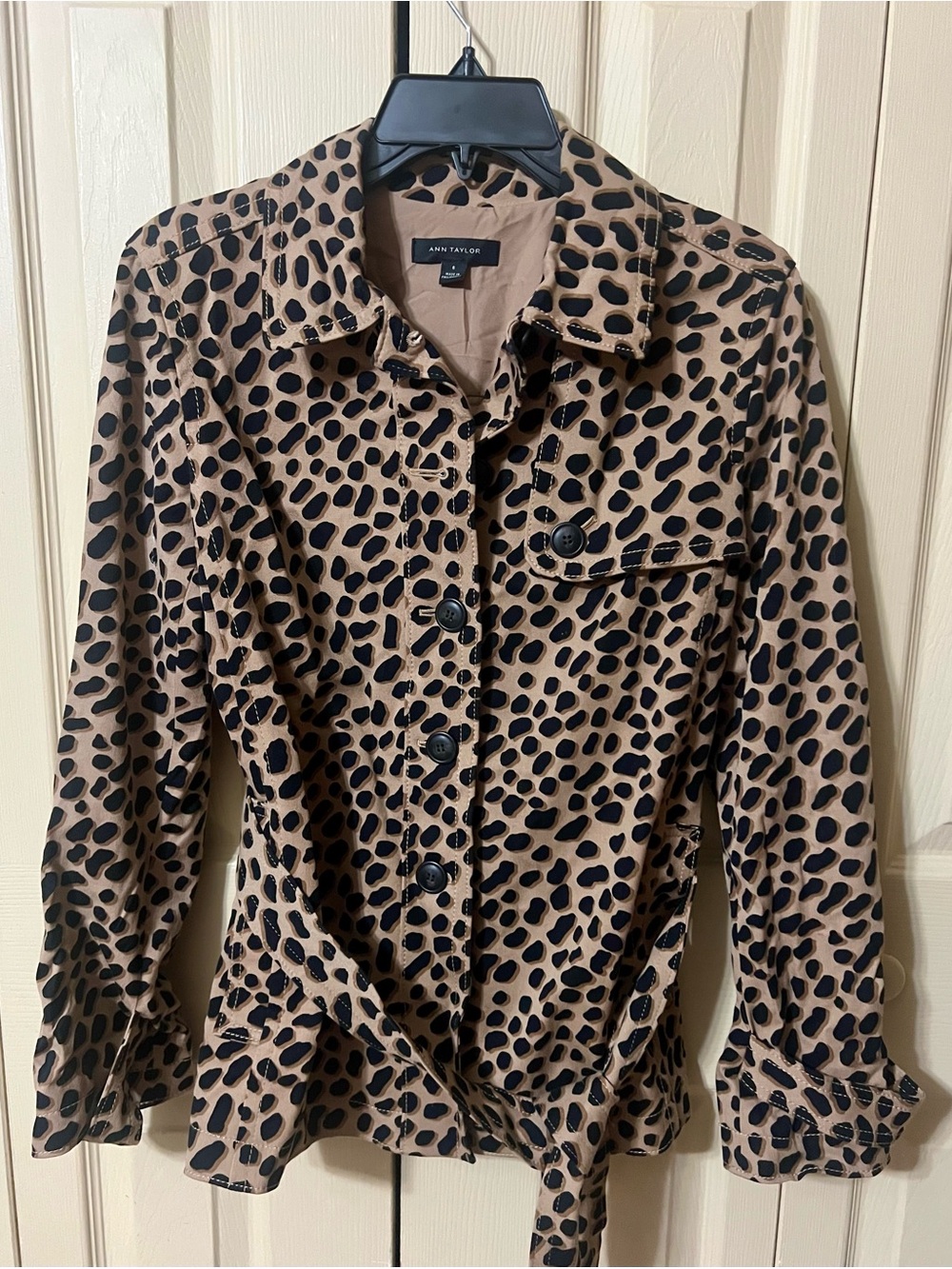 Ann Taylor Leopard Print Belted Jacket Size 8 NWOT